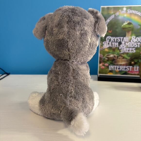 Ty Beanie Boo Whiskers Dog Plush 9” Gray White EUC Velvety - Picture 4 of 6